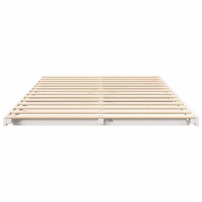 Gulv Seng Ramme Hvid 140 X 190 Cm Massivt Fyrretræ - Billede 6