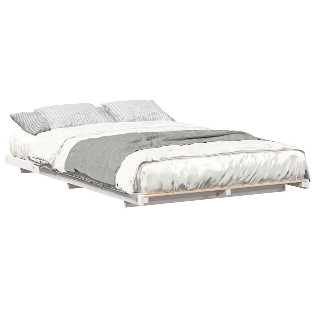 Gulv Seng Ramme Hvid 140 190 Cm Massivt Fyrretræ - Billede 3