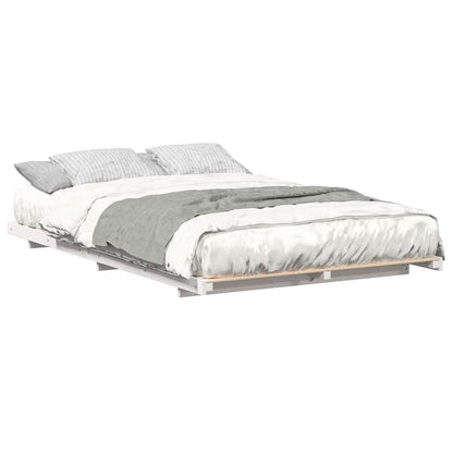 Gulv Seng Ramme Hvid 140 190 Cm Massivt Fyrretræ - Billede 3