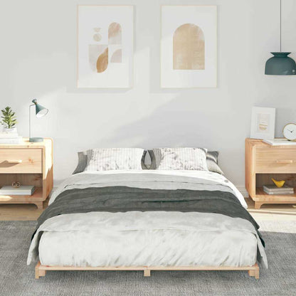 Gulv Seng Ramme Brun 135 190 Cm Massivt Fyrretræ - Billede 5