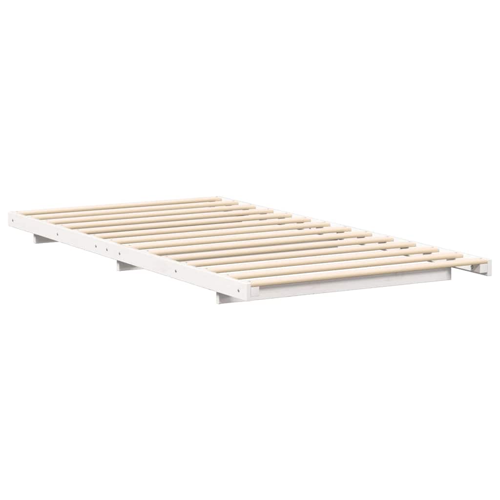 Gulv Seng Ramme Hvid 90 200 Cm Massivt Fyrretræ - Billede 2