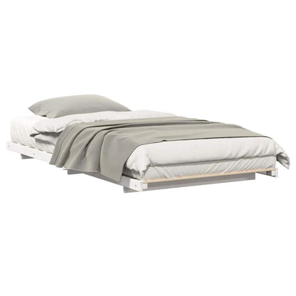Gulv Seng Ramme Hvid 90 200 Cm Massivt Fyrretræ - Billede 3