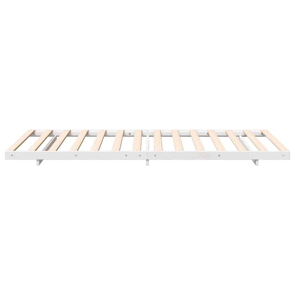 Gulv Seng Ramme Hvid 90 200 Cm Massivt Fyrretræ - Billede 7