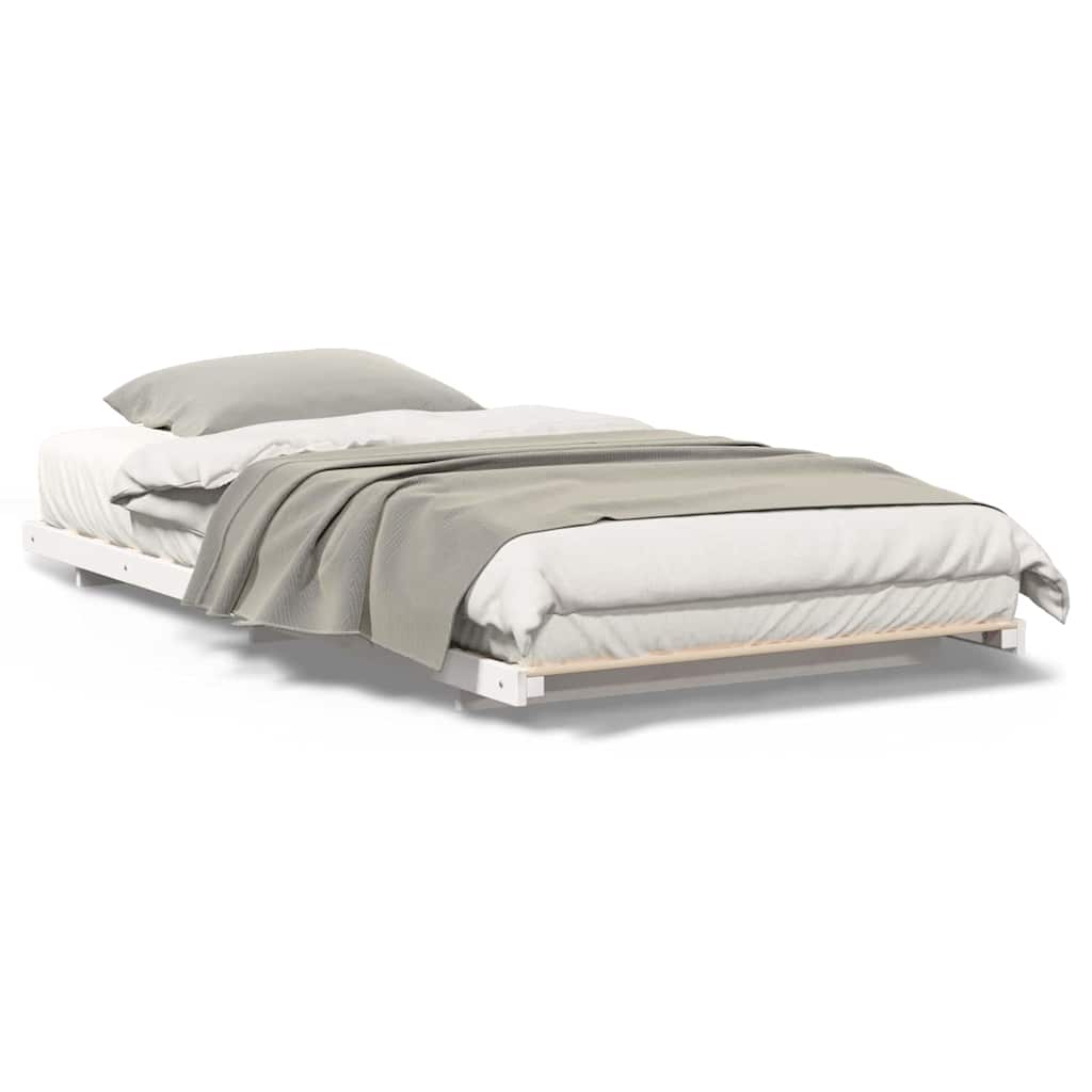 Gulv Seng Ramme Hvid 90 200 Cm Massivt Fyrretræ - Billede 4