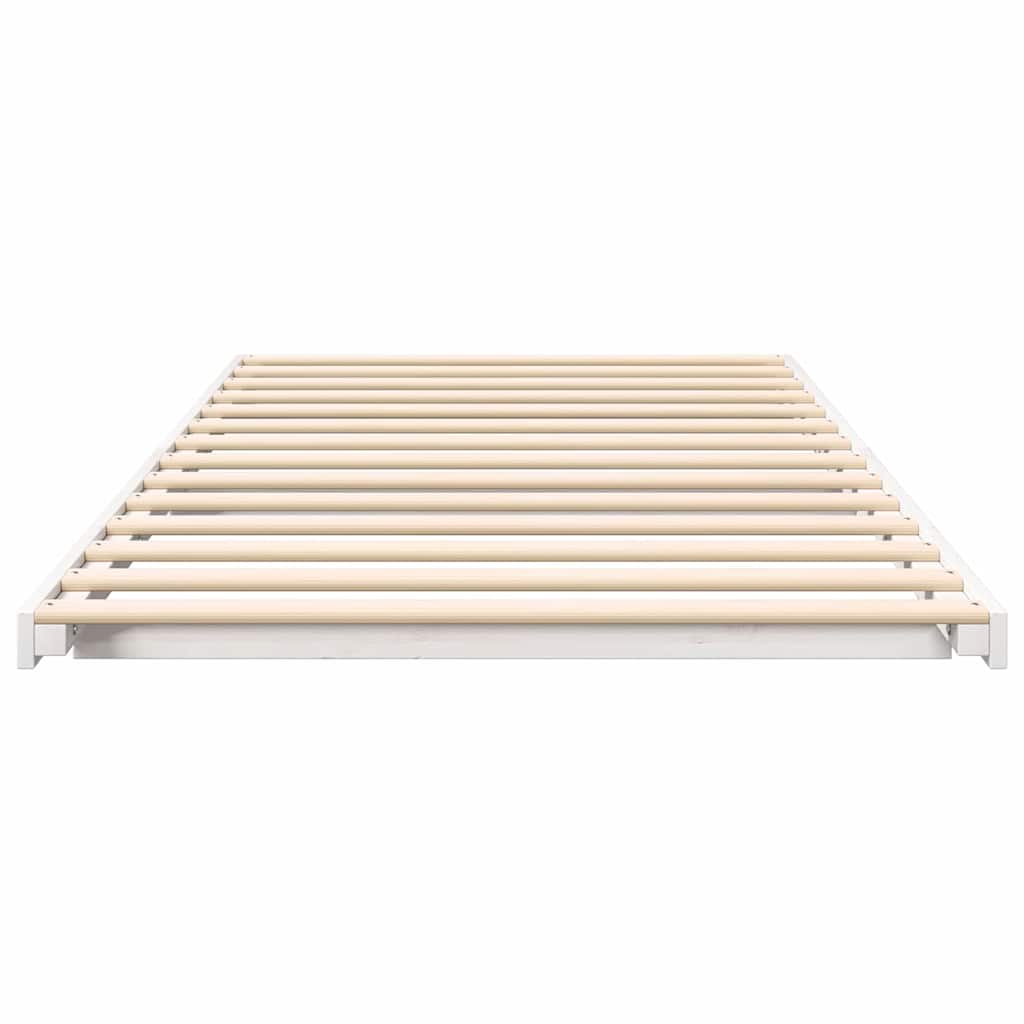 Gulv Seng Ramme Hvid 90 X 190 Cm Massivt Fyrretræ - Billede 6
