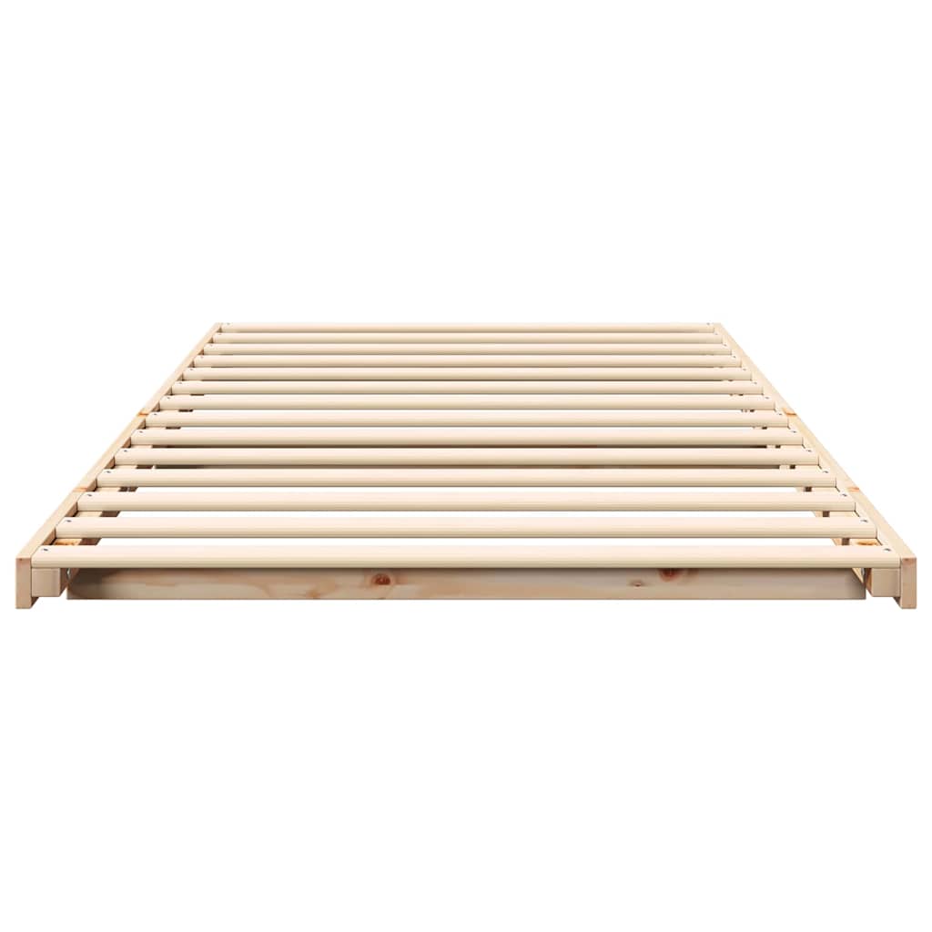 Gulv Seng Ramme Brun 80 210 Cm Massivt Fyrretræ - Billede 6
