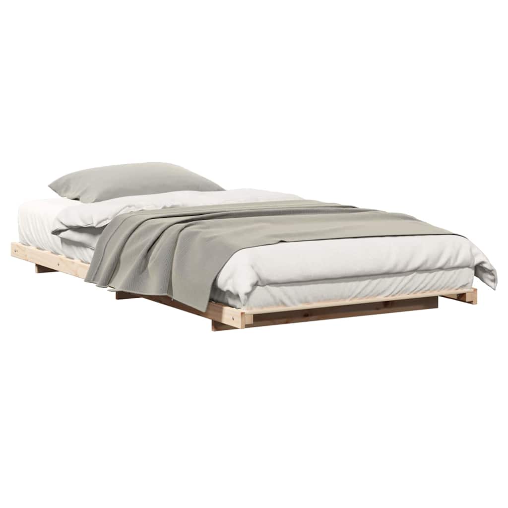 Gulv Seng Ramme Brun 80 210 Cm Massivt Fyrretræ - Billede 3