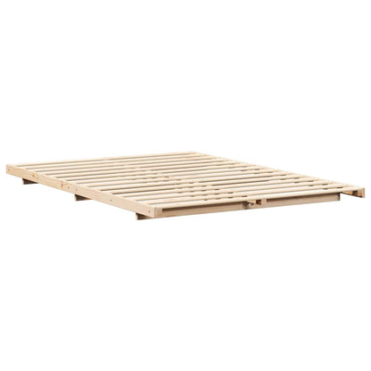 Gulv Seng Ramme Brun 140 210 Cm Massivt Fyrretræ - Billede 2