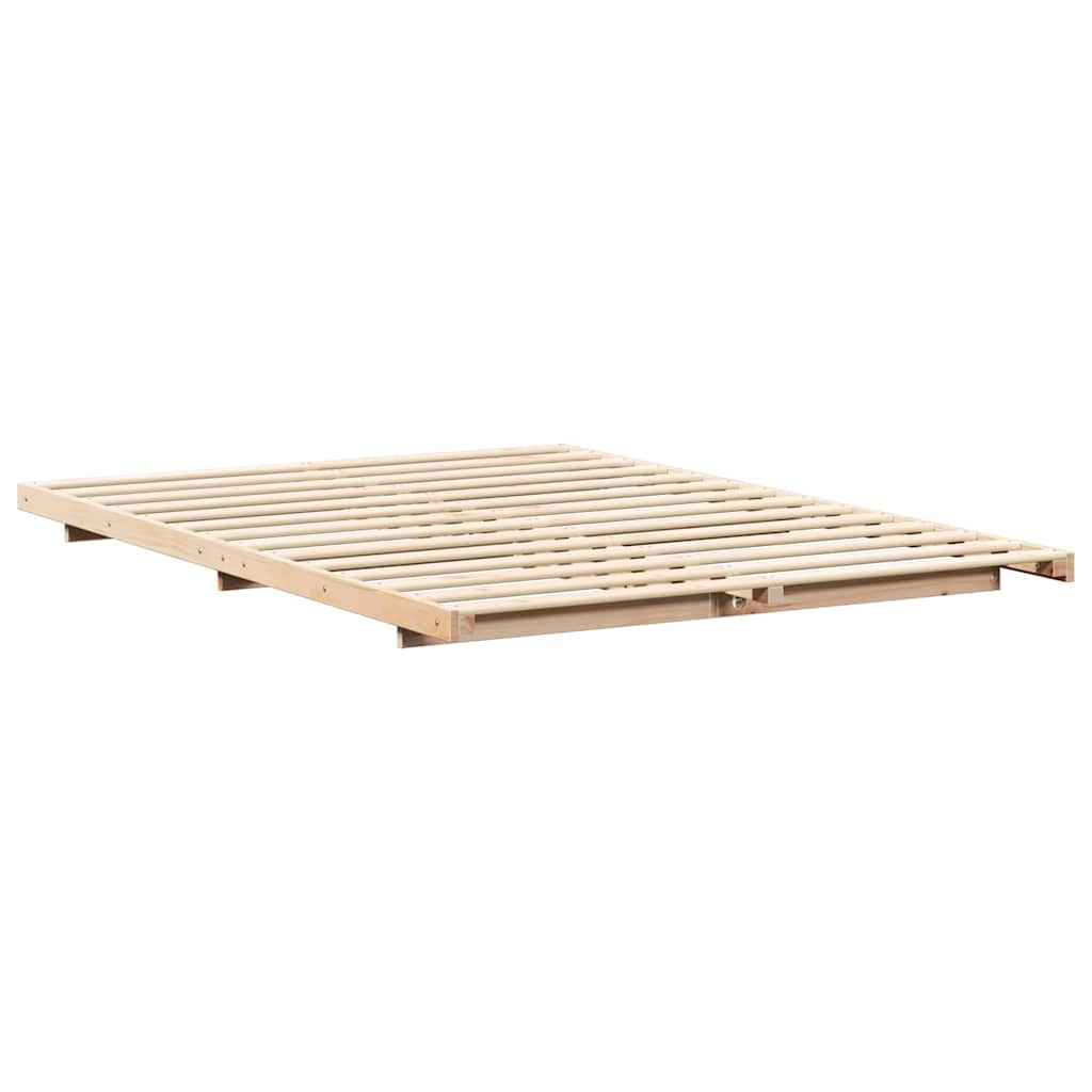 Gulv Seng Ramme Brun 140 210 Cm Massivt Fyrretræ - Billede 8