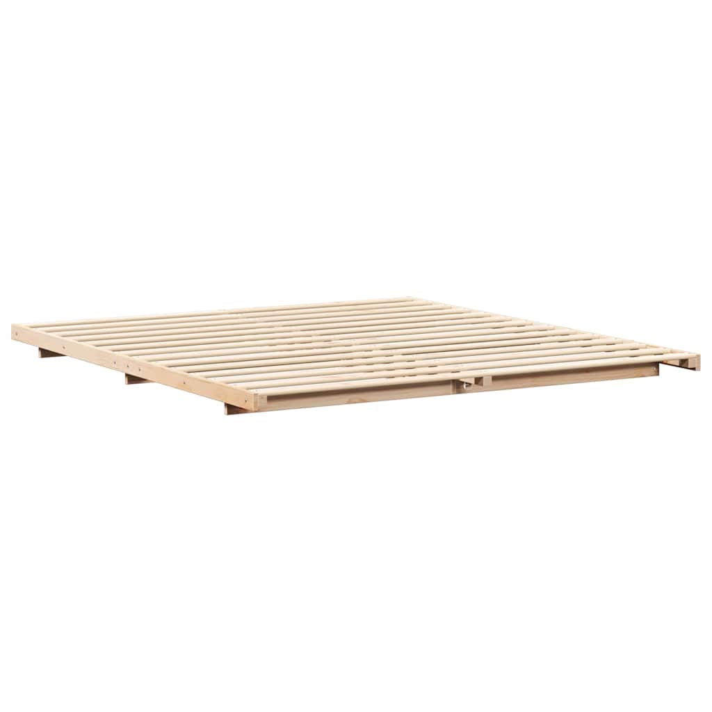 Gulv Seng Ramme Brun 180 210 Cm Massivt Fyrretræ - Billede 8