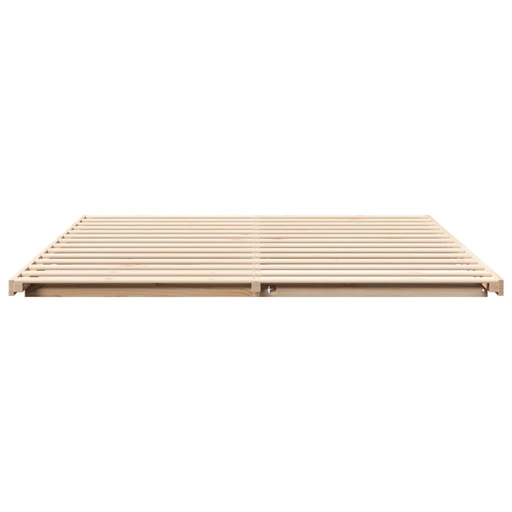 Gulv Seng Ramme Brun 180 210 Cm Massivt Fyrretræ - Billede 6