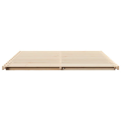 Gulv Seng Ramme Brun 180 210 Cm Massivt Fyrretræ - Billede 6