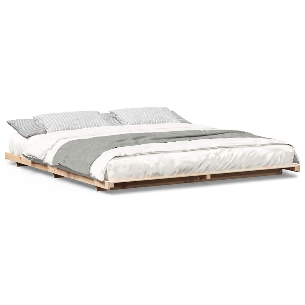 Gulv Seng Ramme Brun 180 210 Cm Massivt Fyrretræ - Billede 4