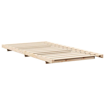 Gulv Seng Ramme Brun 80 220 Cm Massivt Fyrretræ - Billede 2