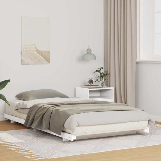 Gulv Seng Ramme Hvid 80 220 Cm Massivt Fyrretræ - Hovedbillede