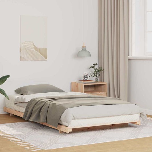 Gulv Seng Ramme Brun 100 220 Cm Massivt Fyrretræ - Hovedbillede