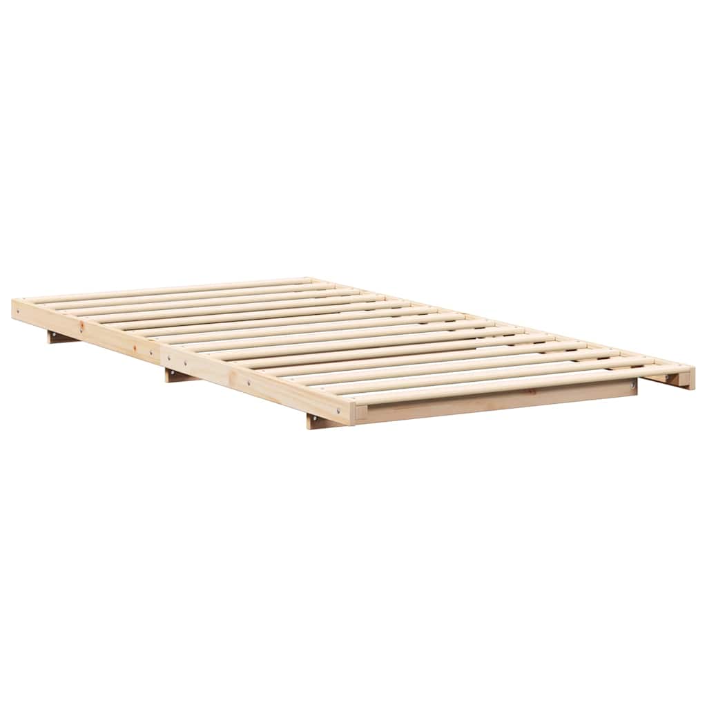 Gulv Seng Ramme Brun 100 220 Cm Massivt Fyrretræ - Billede 8