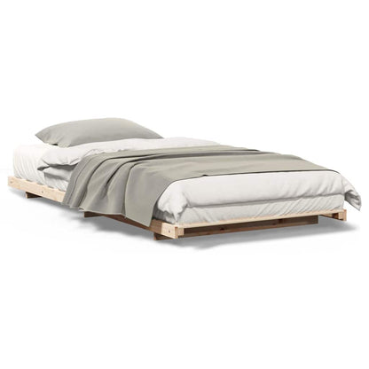 Gulv Seng Ramme Brun 100 X 220 Cm Massivt Fyrretræ - Billede 4