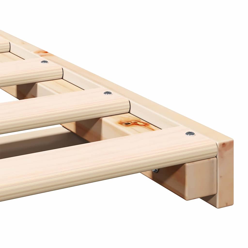 Gulv Seng Ramme Brun 140 220 Cm Massivt Fyrretræ - Billede 9