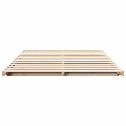 Gulv Seng Ramme Brun 140 220 Cm Massivt Fyrretræ - Billede 6