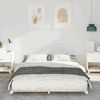 Gulv Seng Ramme Hvid 160 220 Cm Massivt Fyrretræ - Billede 5