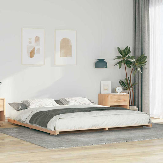 Gulv Seng Ramme Brun 180 220 Cm Massivt Fyrretræ - Hovedbillede