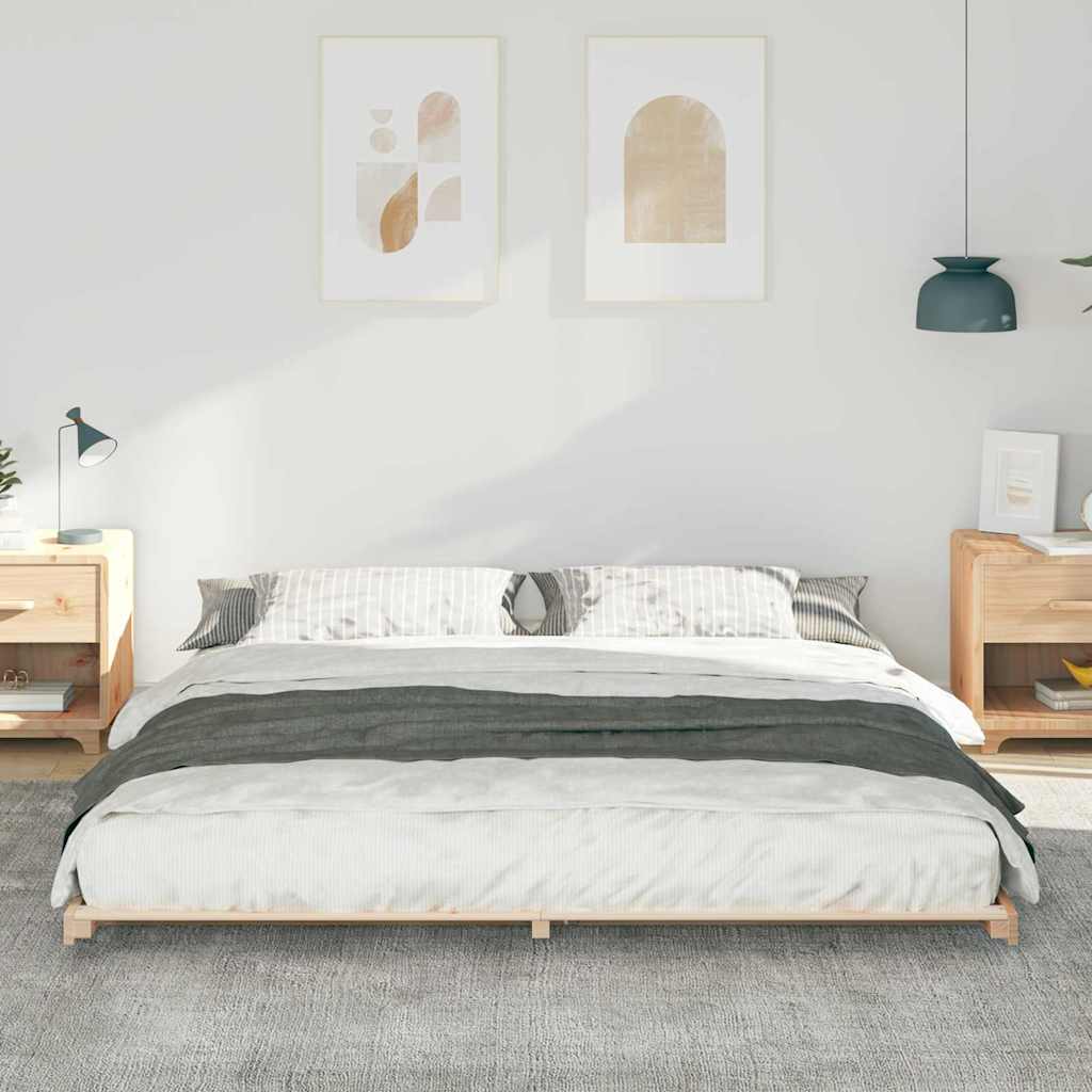 Gulv Seng Ramme Brun 180 220 Cm Massivt Fyrretræ - Billede 5