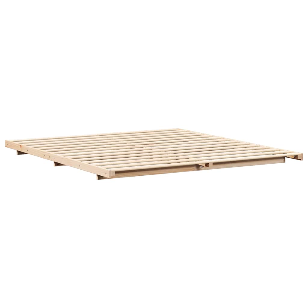 Gulv Seng Ramme Brun 180 220 Cm Massivt Fyrretræ - Billede 2