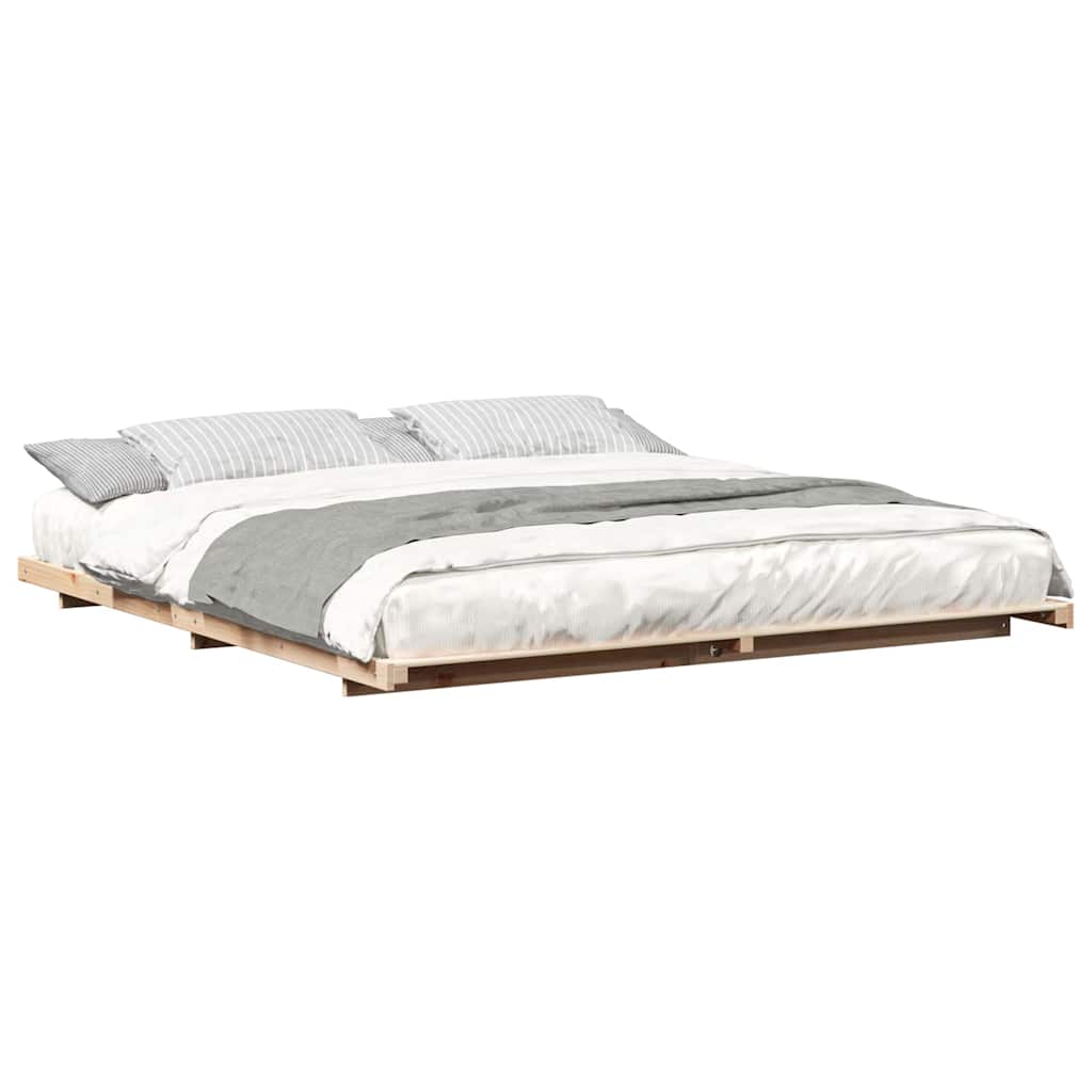 Gulv Seng Ramme Brun 180 220 Cm Massivt Fyrretræ - Billede 3