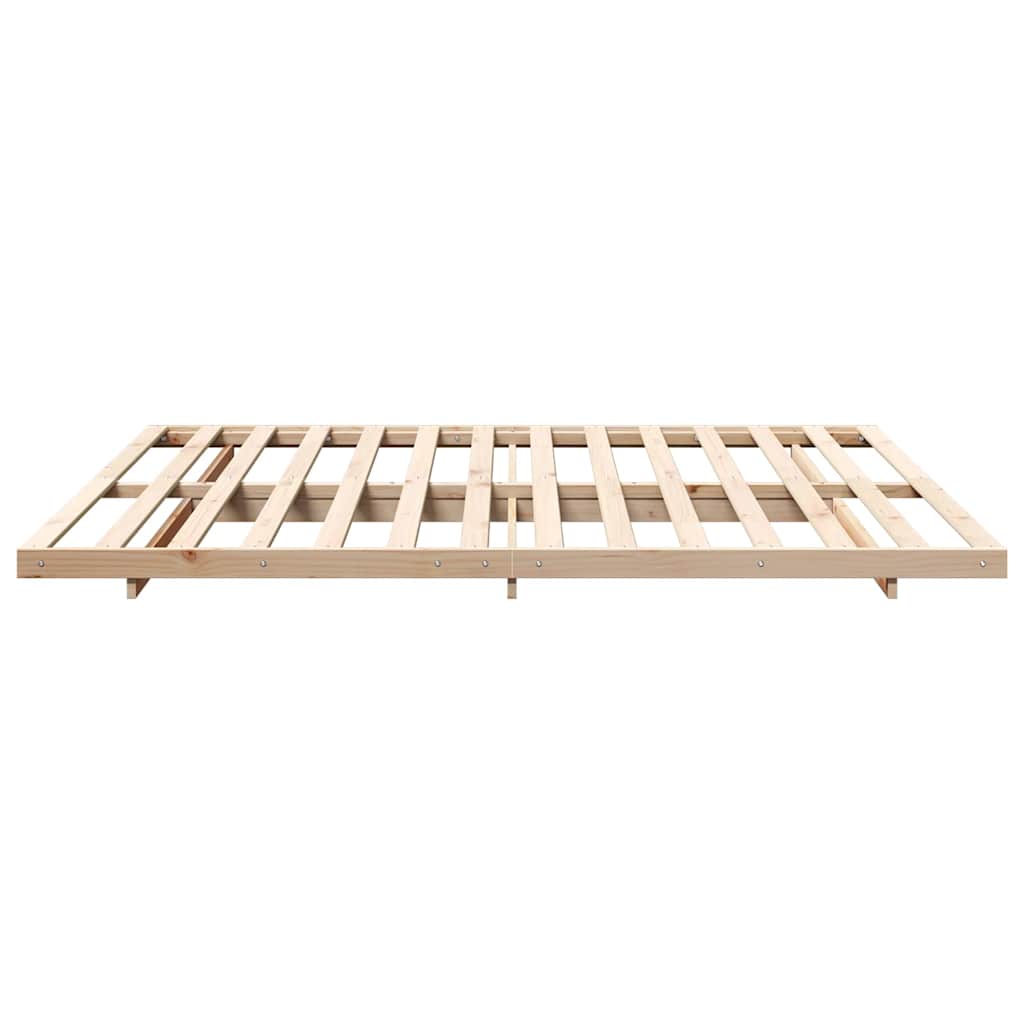 Gulv Seng Ramme Brun 180 220 Cm Massivt Fyrretræ - Billede 7