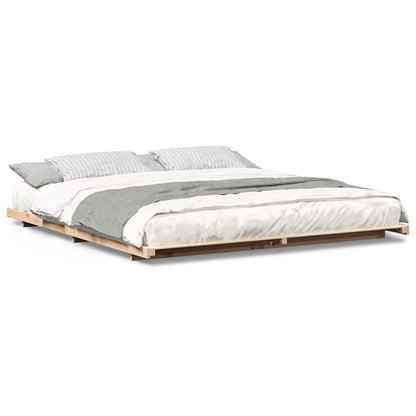 Gulv Seng Ramme Brun 180 220 Cm Massivt Fyrretræ - Billede 4