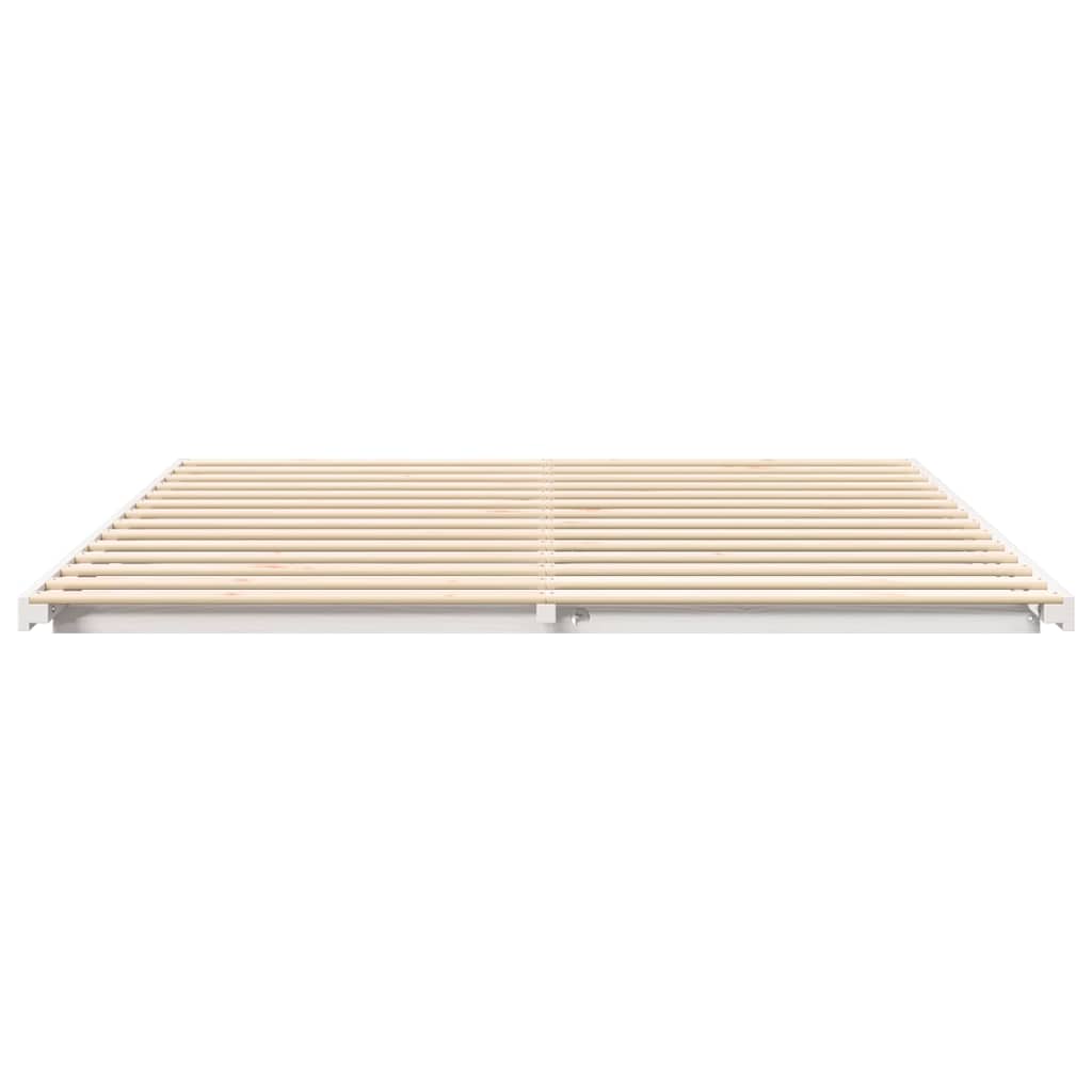 Gulv Seng Ramme Hvid 200 220 Cm Massivt Fyrretræ - Billede 6