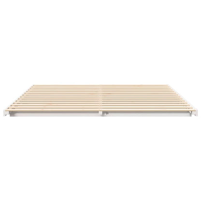Gulv Seng Ramme Hvid 200 220 Cm Massivt Fyrretræ - Billede 6