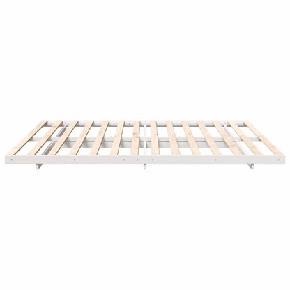 Gulv Seng Ramme Hvid 200 220 Cm Massivt Fyrretræ - Billede 7
