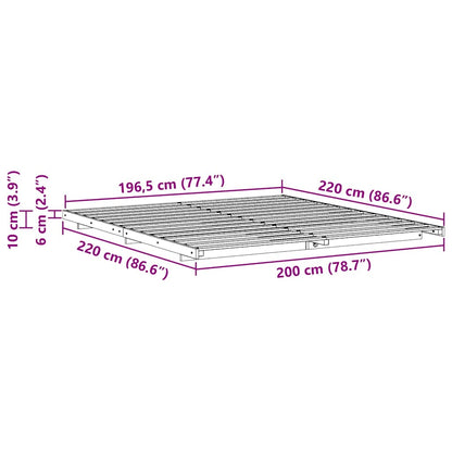 Gulv Seng Ramme Hvid 200 220 Cm Massivt Fyrretræ - Billede 10