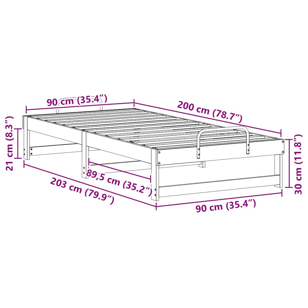 Sengestel Med Bærehåndtag Brun Massivt Fyrretræ - Billede 10