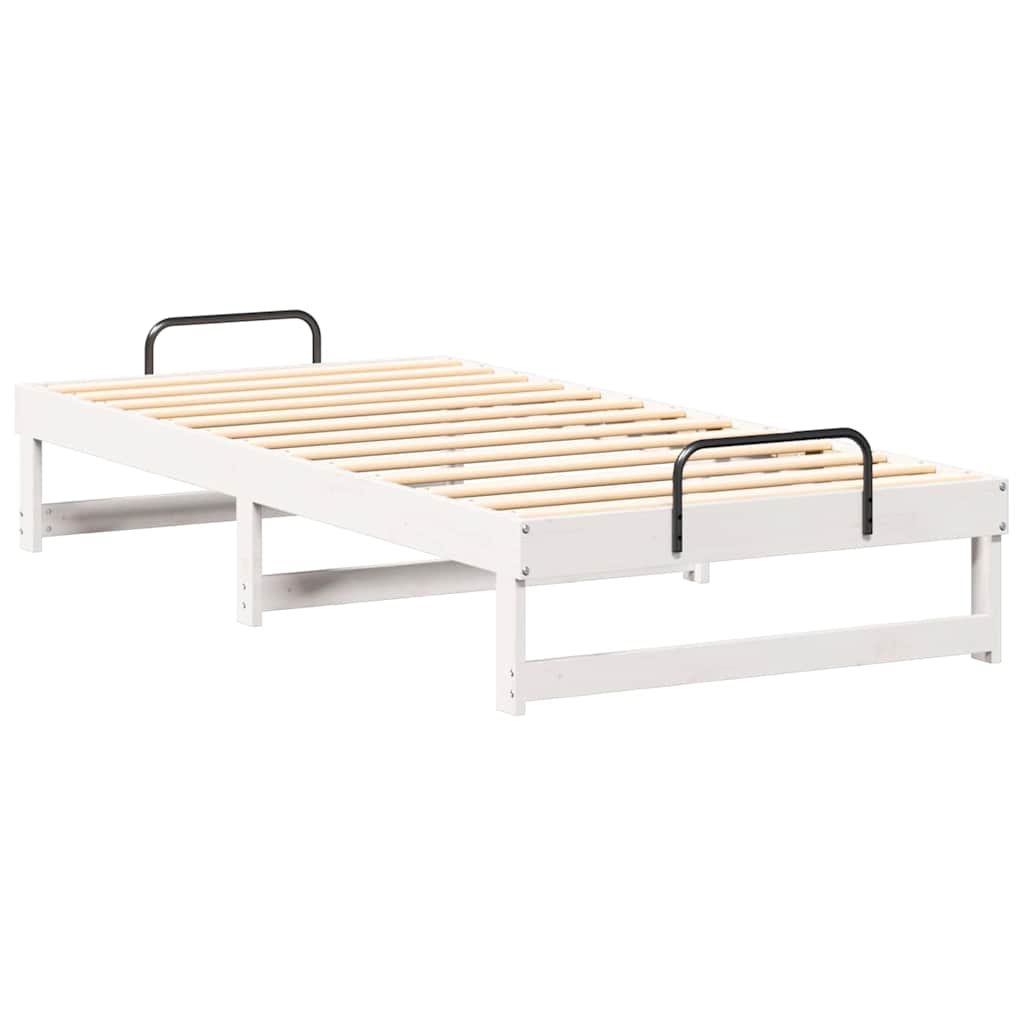 Sengestel Med Bærehåndtag Hvid Massivt Fyrretræ - Billede 8