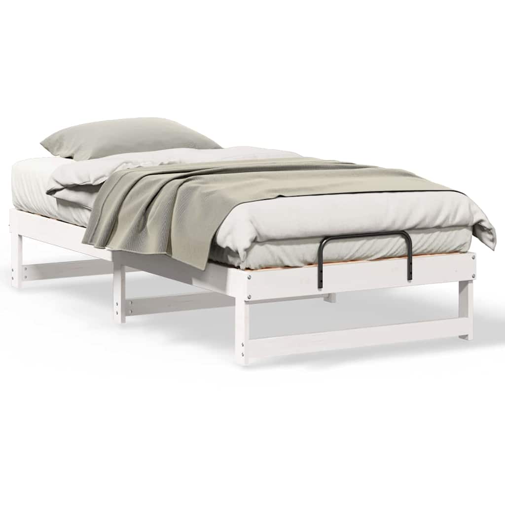 Sengestel Med Bærehåndtag Hvid Massivt Fyrretræ - Billede 4