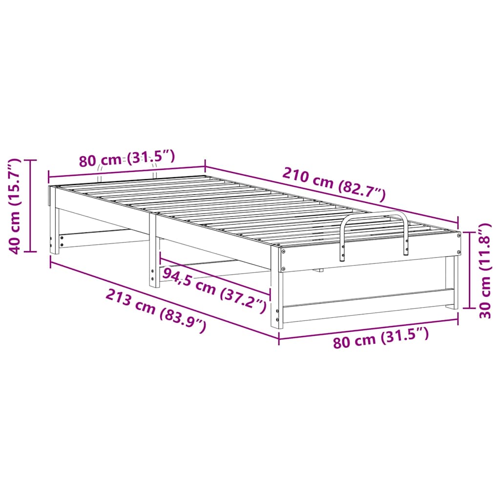 Sengestel Med Bærehåndtag Brun Massivt Fyrretræ - Billede 10