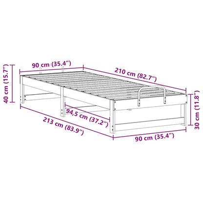 Sengestel Med Bærehåndtag Hvid Massivt Fyrretræ - Billede 10