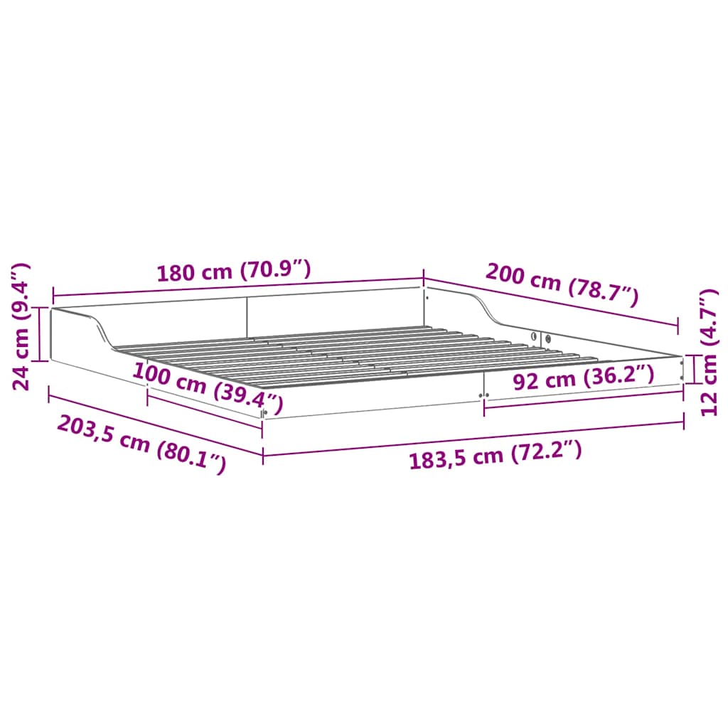 Sengestel Hvid 180 200 Cm Massivt Fyrretræ - Billede 10