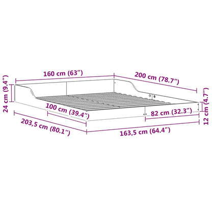 Sengestel Hvid 160 200 Cm Massivt Fyrretræ - Billede 10