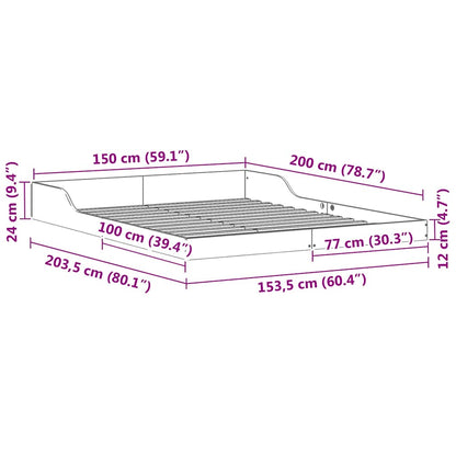 Sengestel Hvid 150 X 200 Cm Massivt Fyrretræ - Billede 10