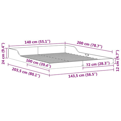 Sengestel Hvid 140 200 Cm Massivt Fyrretræ - Billede 10