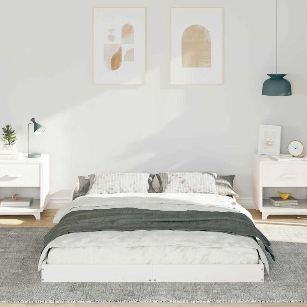 Sengestel Hvid 140 190 Cm Massivt Fyrretræ - Billede 5