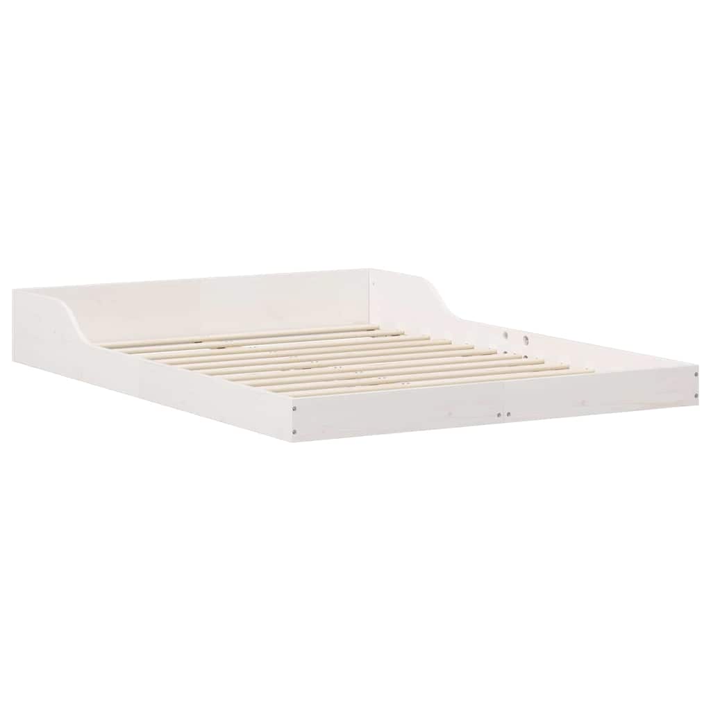 Sengestel Hvid 140 190 Cm Massivt Fyrretræ - Billede 2
