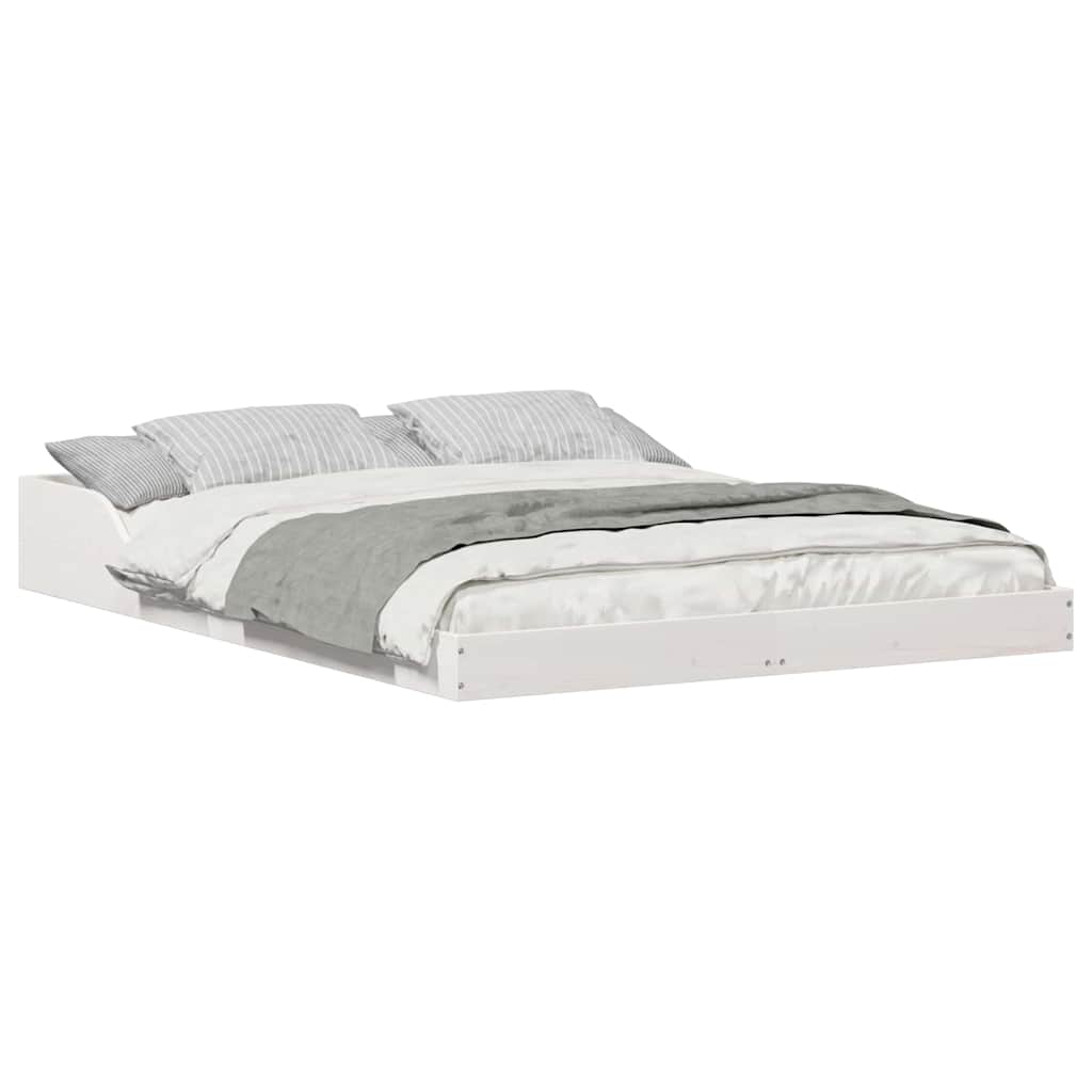 Sengestel Hvid 140 190 Cm Massivt Fyrretræ - Billede 3