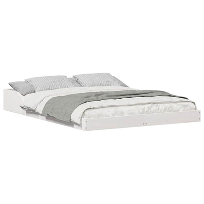 Sengestel Hvid 140 190 Cm Massivt Fyrretræ - Billede 3