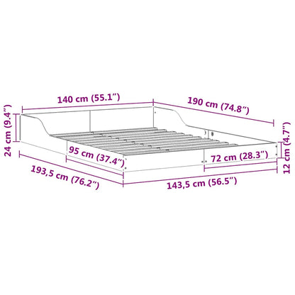 Sengestel Hvid 140 190 Cm Massivt Fyrretræ - Billede 10