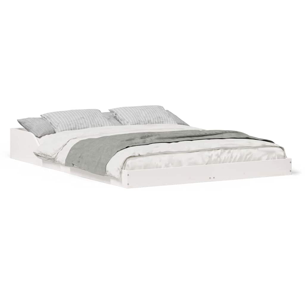 Sengestel Hvid 140 190 Cm Massivt Fyrretræ - Billede 4
